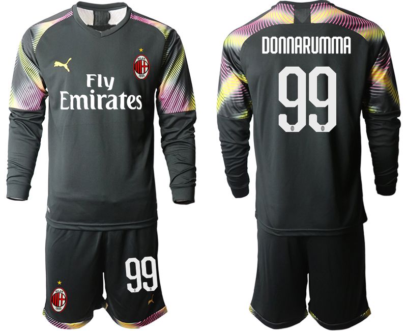 Men 2019-2020 club AC milan black goalkeeper Long sleeve #99 Soccer Jerseys